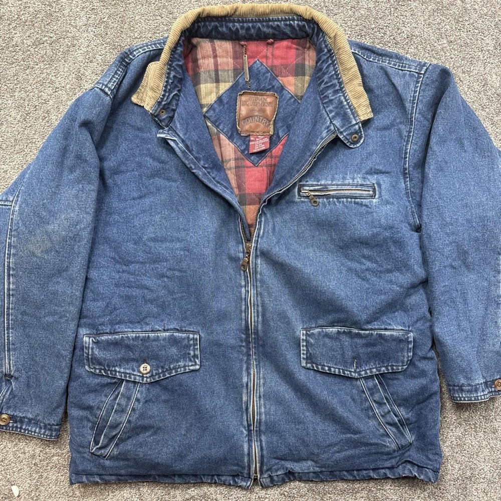 VTG Mens M Urban Equipment Jean Jacket Barn Chore Denim Flannel Blanket Lined